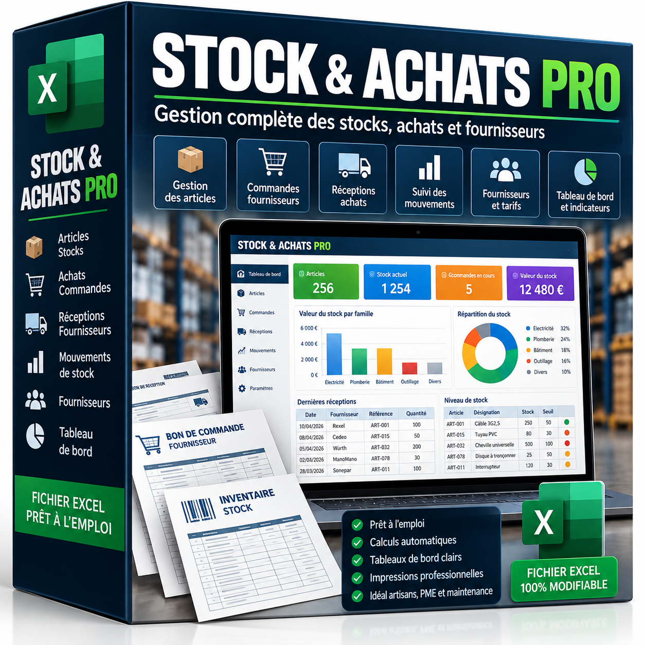 Stock & Achats Pro - outil Excel professionnel