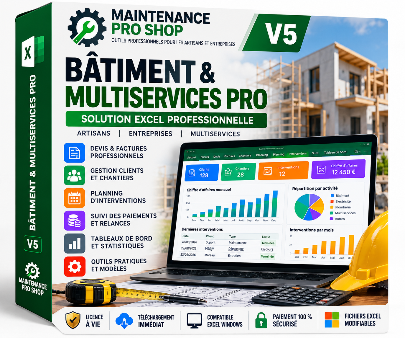 Bâtiment & Multiservices Pro V5 - outil Excel professionnel